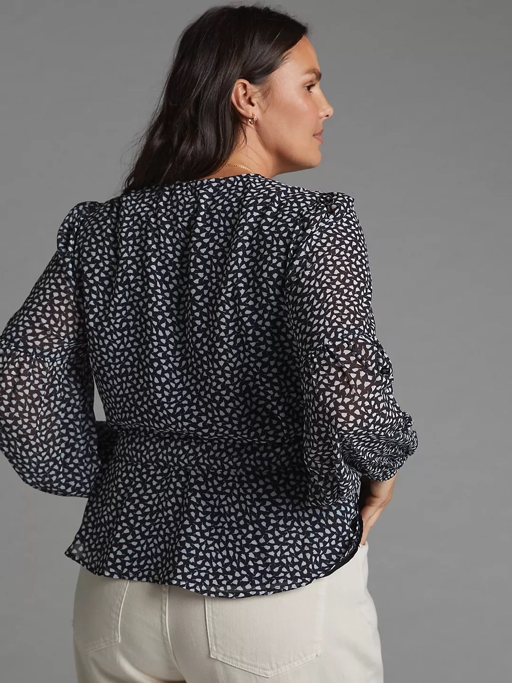 NEW NWT Anthropologie Porridge Puff Sleeve Wrap Blouse with Tie Waist - Picture 2 of 10